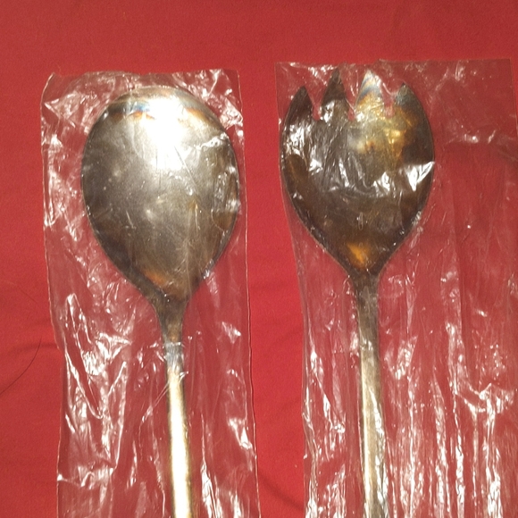 QUEEN ANNE SILVER PLATED ENGLAND SIGNED 2 Piece Set Large Fork & Spoon - Picture 3 of 16